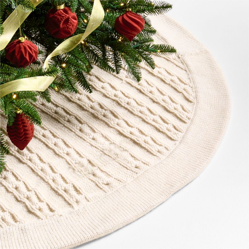 Arctic Ivory Cable Knit Christmas Tree Skirt - image 5 of 8