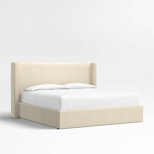 Arden 52" Ivory Upholstered King Headboard with Storage Bed Base