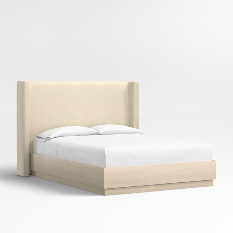 Arden 52" Ivory Upholstered King Headboard with Batten White Oak Bed Base - image 2 of 5