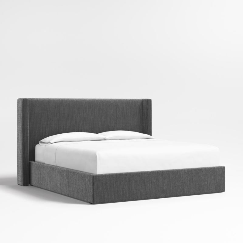 Arden 52" Charcoal Grey King Upholstered Headboard with Storage Bed Base - image 0 of 7