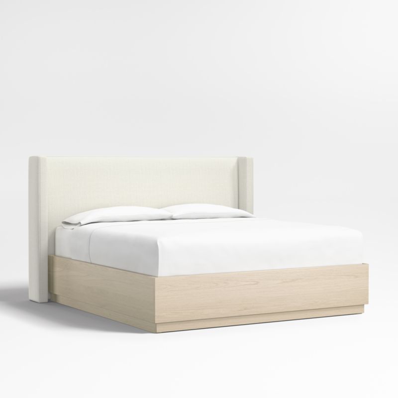 Arden 52" Ivory King Upholstered Headboard with Batten White Oak Storage Bed Base - image 0 of 7