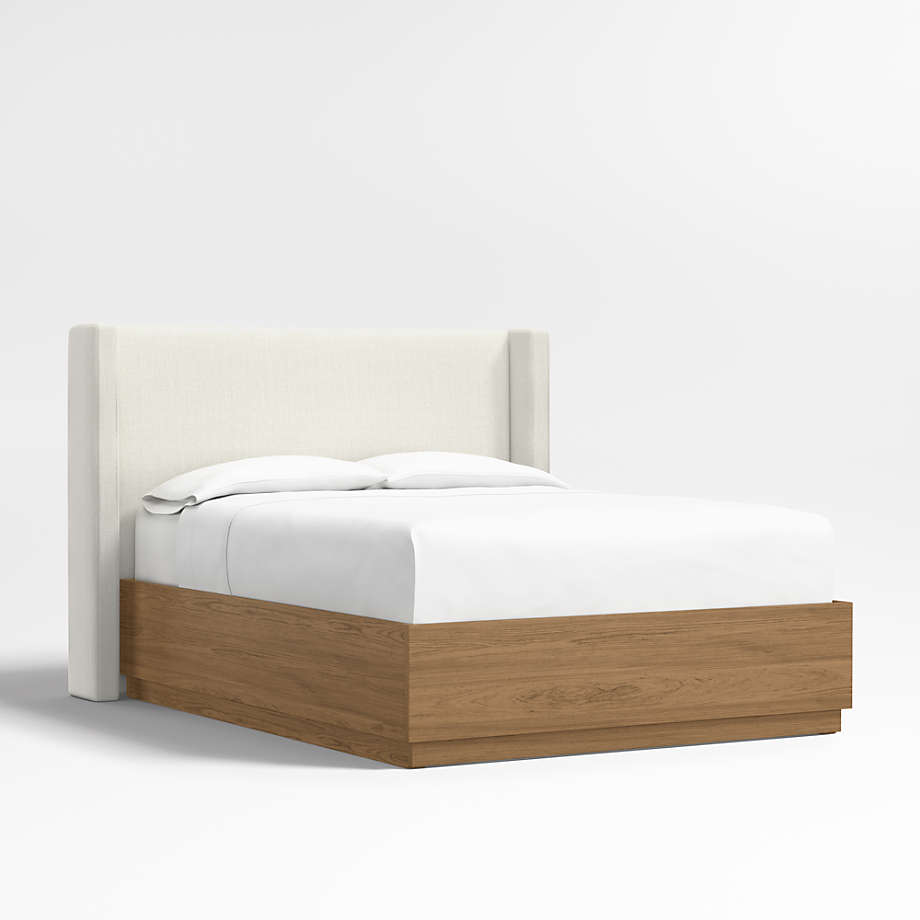 Arden 52" Weave Ivory Upholstered Queen Headboard with Batten Brown Oak