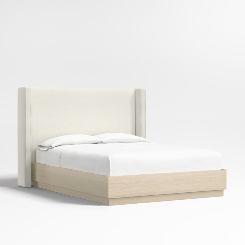 Arden 52" Ivory Queen Upholstered Headboard with Batten White Oak Bed Base - image 0 of 4