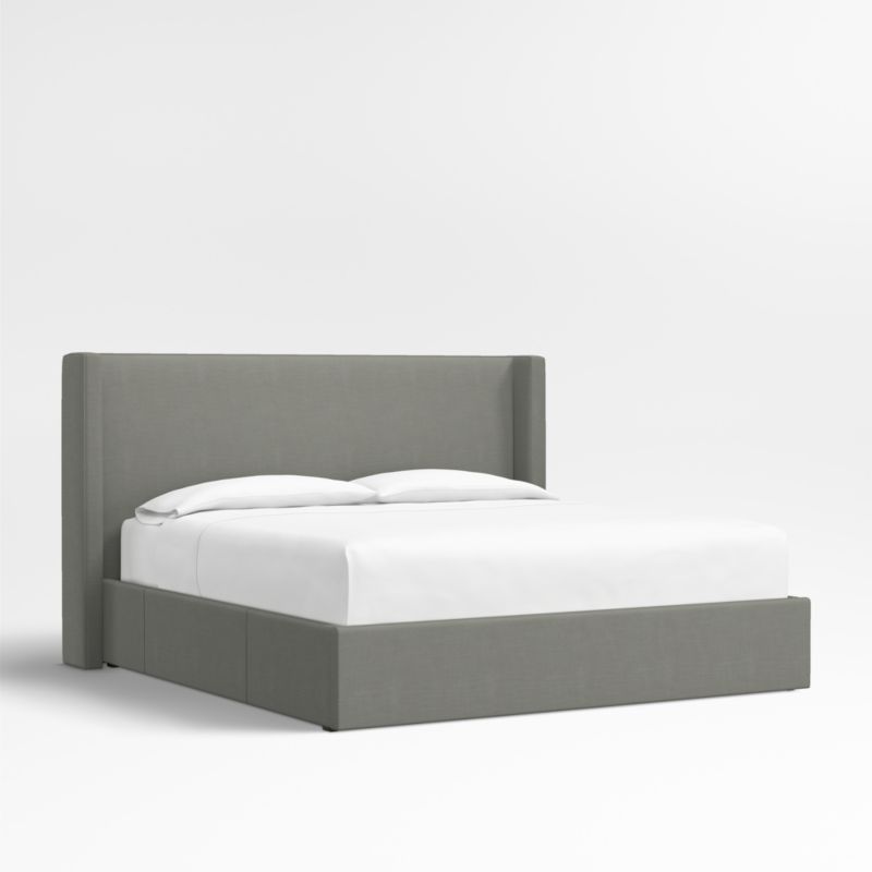 Arden 52" Graphite Grey King Upholstered Headboard with Storage Bed Base