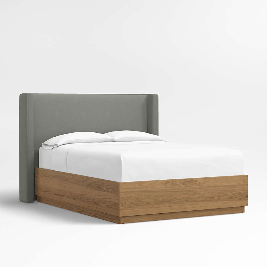 Arden 52" Linen Graphite Grey Upholstered Queen Headboard with Batten