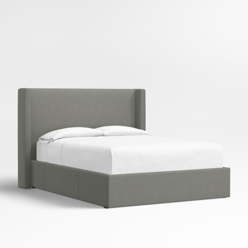 Arden 52" Graphite Grey Queen Upholstered Headboard with Storage Bed Base - image 0 of 5