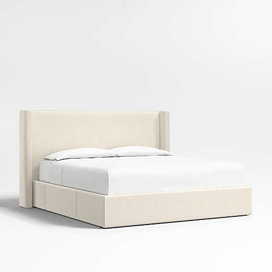 Arden 52" Ivory Upholstered King Headboard with Storage Bed Base