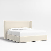 Arden 52" Camel Brown Upholstered King Headboard with Storage Bed Base