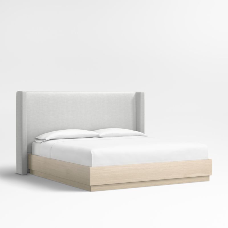 Arden 52" Oyster Grey King Upholstered Headboard with Batten White Oak Bed Base - image 0 of 5