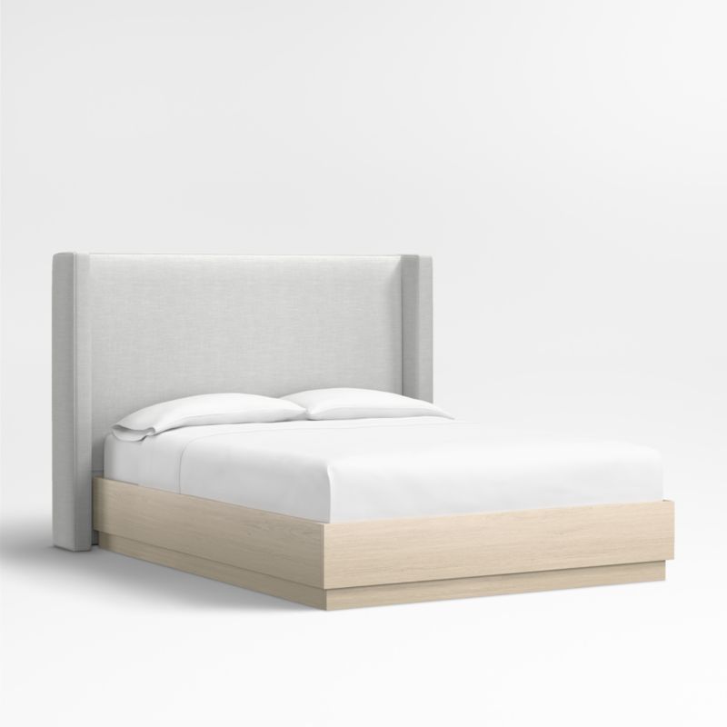 Arden 52" Oyster Grey King Upholstered Headboard with Batten White Oak Bed Base - image 2 of 5