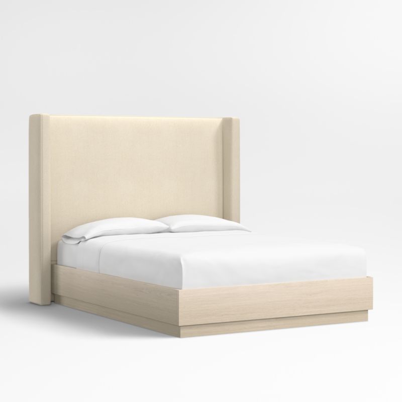 Arden 60" Ivory Upholstered King Headboard with Batten White Oak Bed Base - image 2 of 7