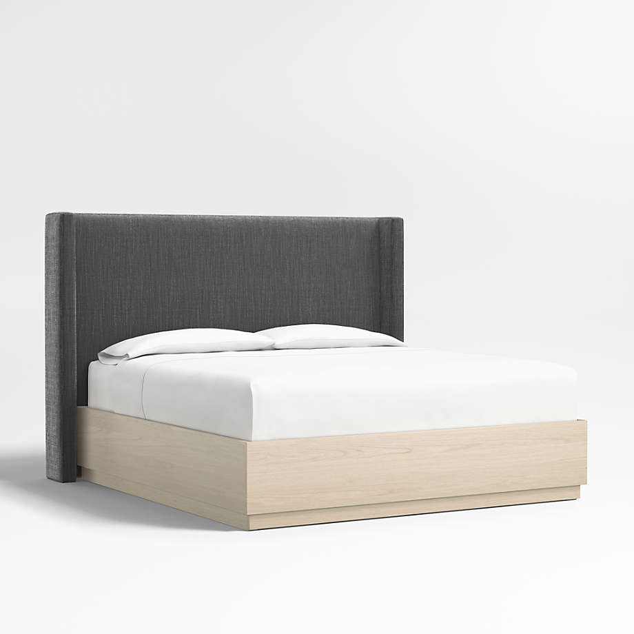 Arden 60" Charcoal Grey King Upholstered Headboard with Batten White