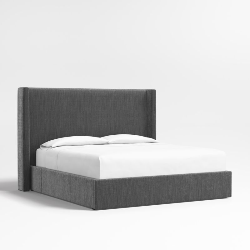 Arden 60" Charcoal Grey King Upholstered Headboard with Storage Bed Base - image 0 of 7