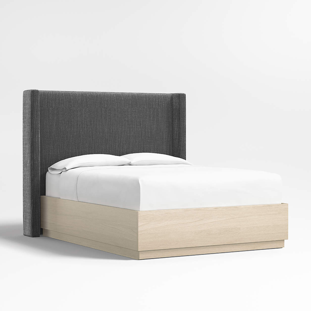 Arden 60" Charcoal Grey Queen Upholstered Headboard with Batten White