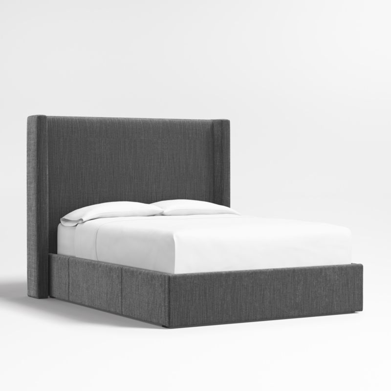 Arden 60" Charcoal Grey Queen Upholstered Headboard with Storage Bed Base