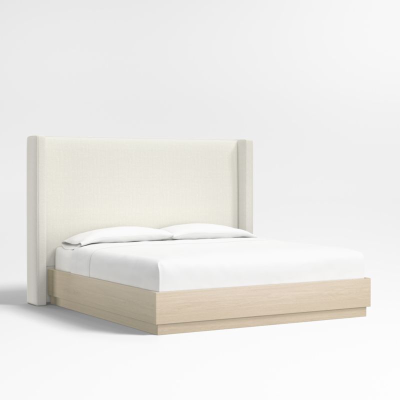 Arden 60" Ivory King Upholstered Headboard with Batten White Oak Bed Base - image 0 of 6