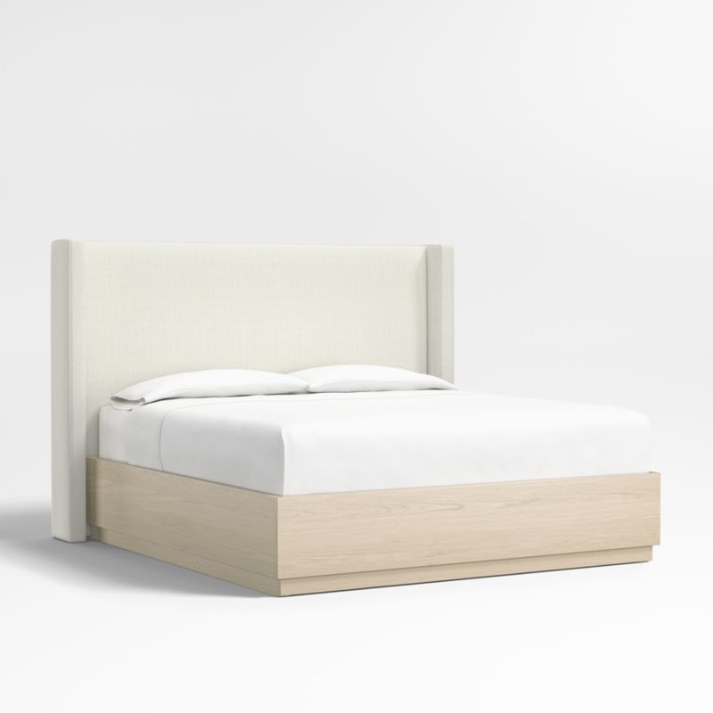 Arden 60" Ivory King Upholstered Headboard with Batten White Oak Storage Bed Base - image 0 of 8