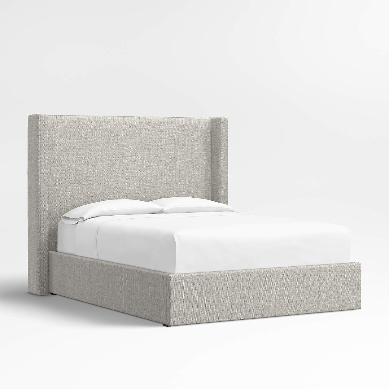 Arden 60" Weave Mist Grey Upholstered Queen Headboard with Storage Bed Base Crate & Barrel