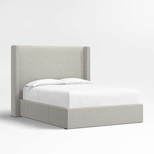 Arden 60" Mist Grey Upholstered Headboard with Storage Bed Base