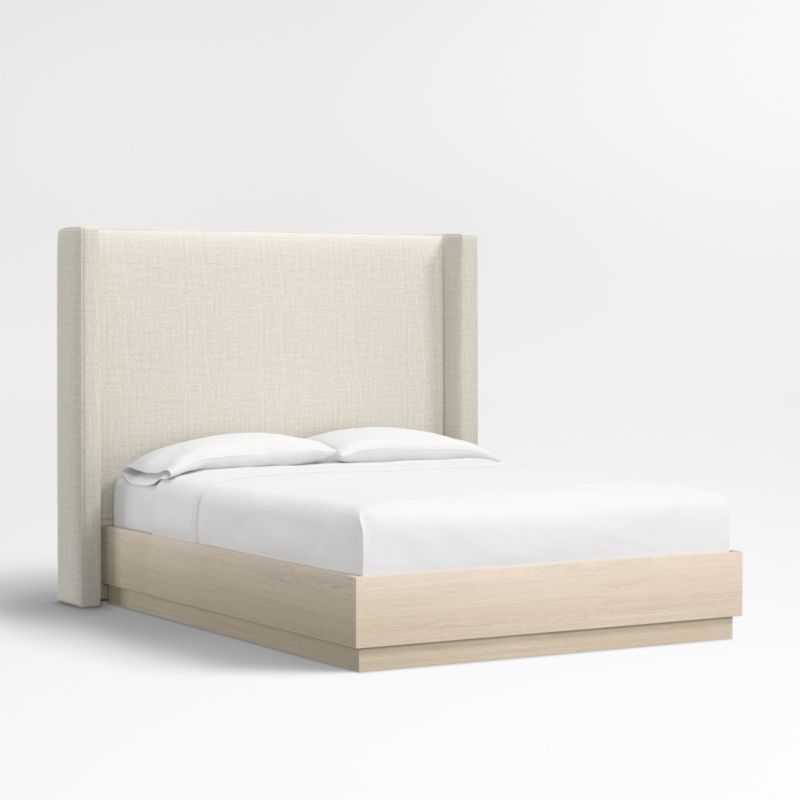 Arden 60" Natural Beige King Upholstered Headboard with Batten White Oak Bed Base - image 2 of 5