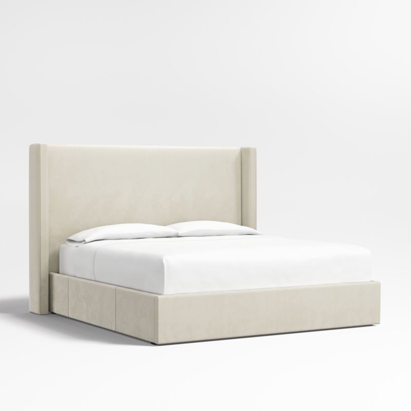 Arden 60" Beige Upholstered King Headboard with Storage Bed Base - image 0 of 5