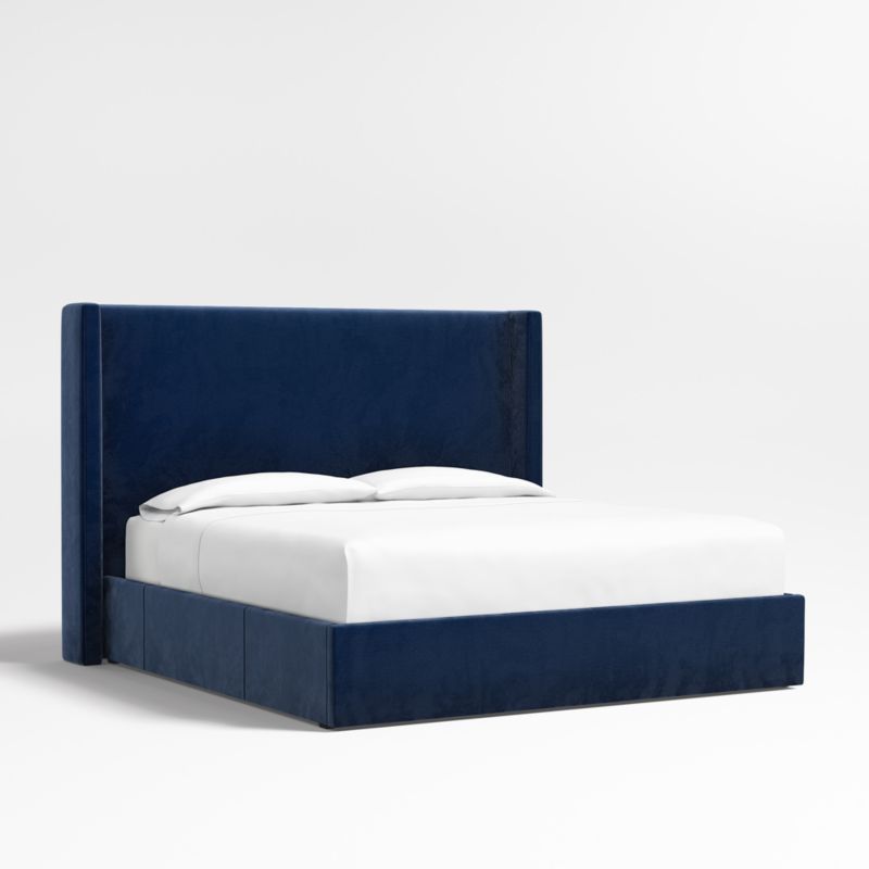 Arden 60" Navy King Upholstered Headboard with Storage Bed Base - image 0 of 3