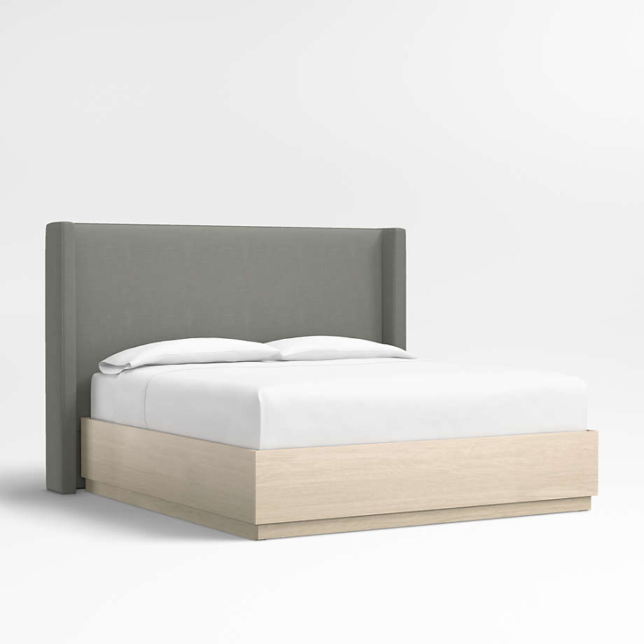 Arden 60" Linen Graphite Grey Upholstered King Headboard with Batten