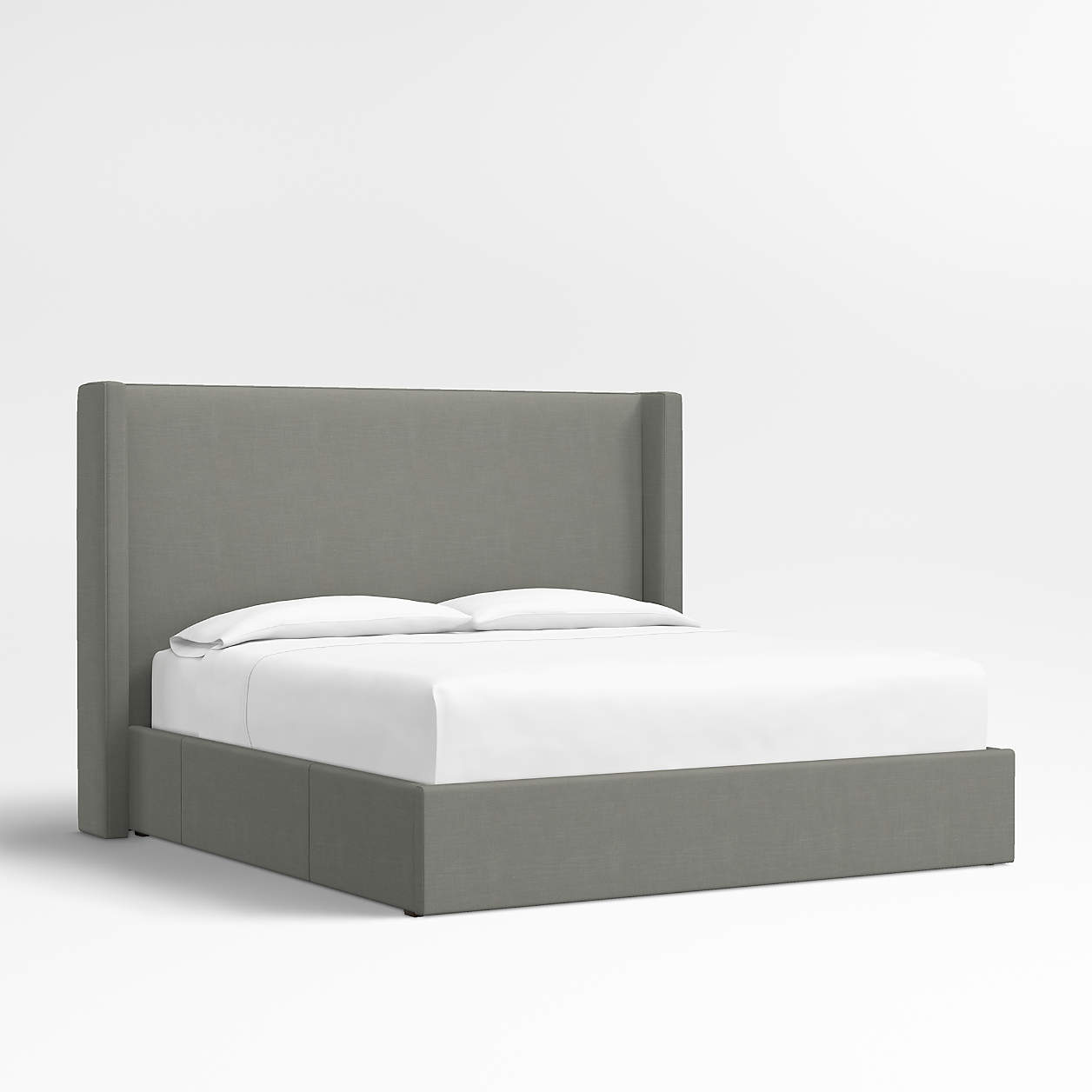 Arden 60" Linen Graphite Grey Upholstered King Headboard with Storage Bed Base Crate & Barrel