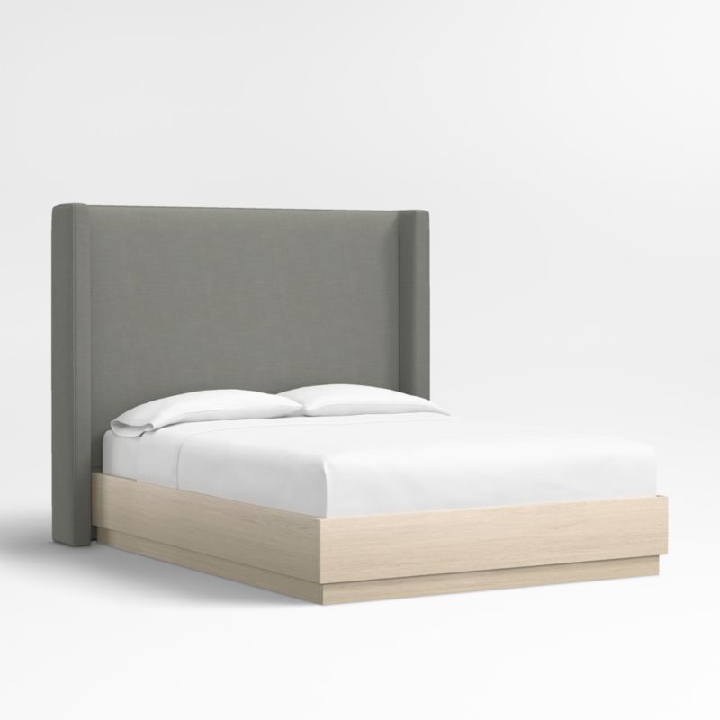 Arden 60" Graphite Grey Upholstered King Headboard with Batten White Oak Bed Base - image 2 of 5