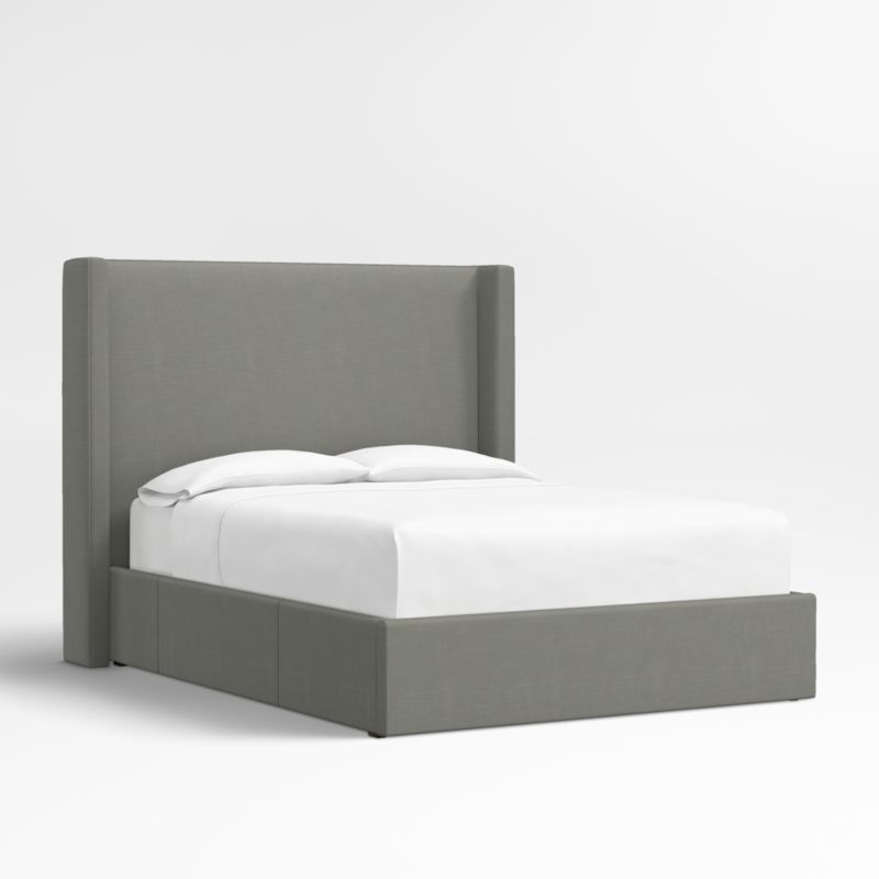 Arden 60" Graphite Grey Upholstered Queen Headboard with Storage Bed Base