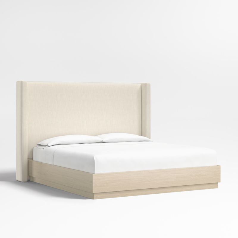 Arden 60" Ivory Upholstered King Headboard with Batten White Oak Bed Base - image 0 of 7