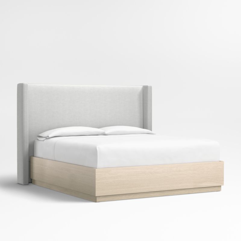 Arden 60" Oyster Grey King Upholstered Headboard with Batten White Oak Storage Bed Base - image 0 of 7