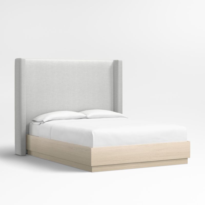 Arden 60" Oyster Grey King Upholstered Headboard with Batten White Oak Bed Base - image 2 of 5