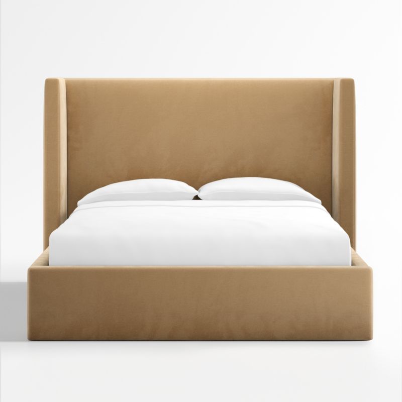 Arden Camel Brown Upholstered King Bed with 52" Headboard