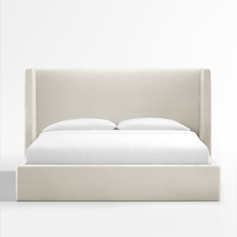 Arden Beige Upholstered King Bed with 52" Headboard | Crate & Barrel