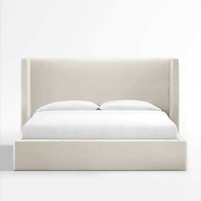 Arden Beige Upholstered King Bed with 52" Headboard