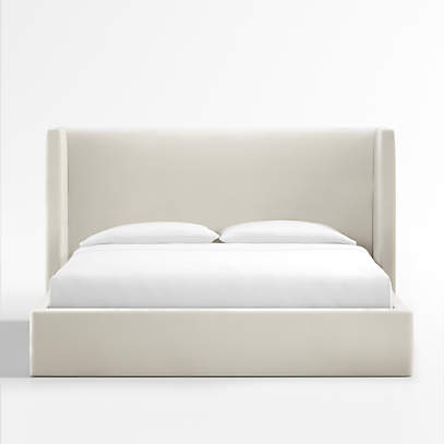 Arden Beige Upholstered King Bed With, King Single Headboard Dimensions