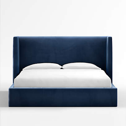 Arden Navy Upholstered King Bed With 52, Navy Blue Headboard King Size