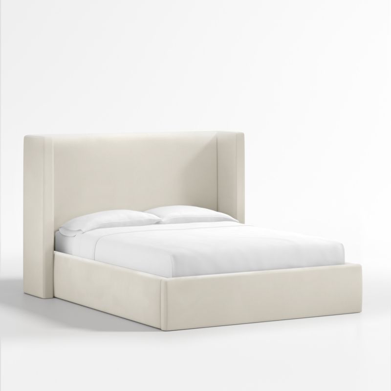 Arden Beige Upholstered Queen Bed with 52" Headboard