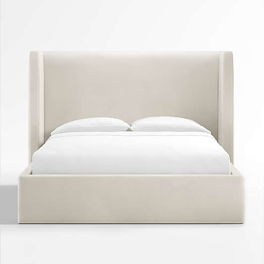 Arden Beige Upholstered King Bed with 52" Headboard