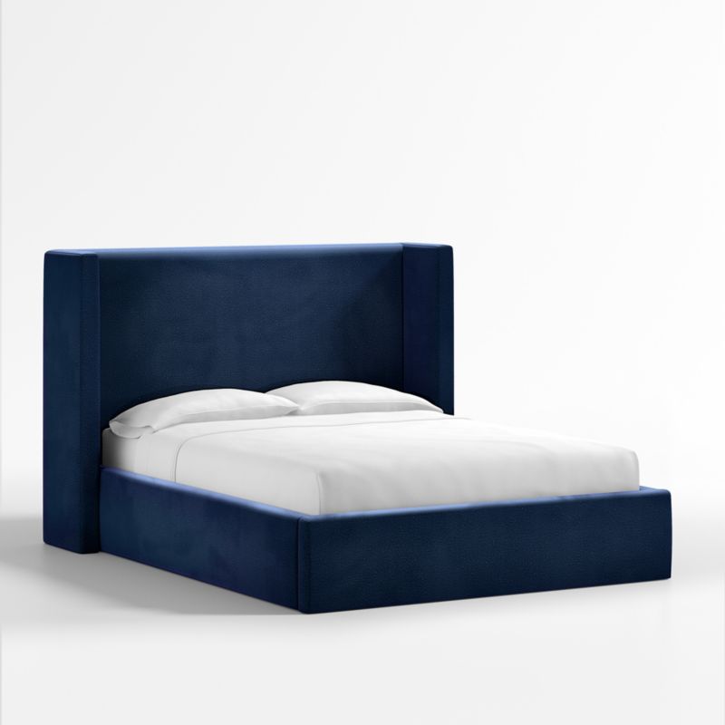 Arden Navy Upholstered Queen Bed with 52" Headboard