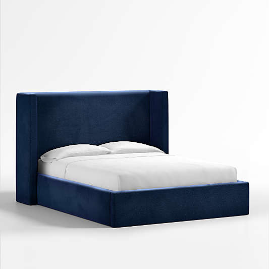 Arden Navy Upholstered Queen Bed with 52" Headboard