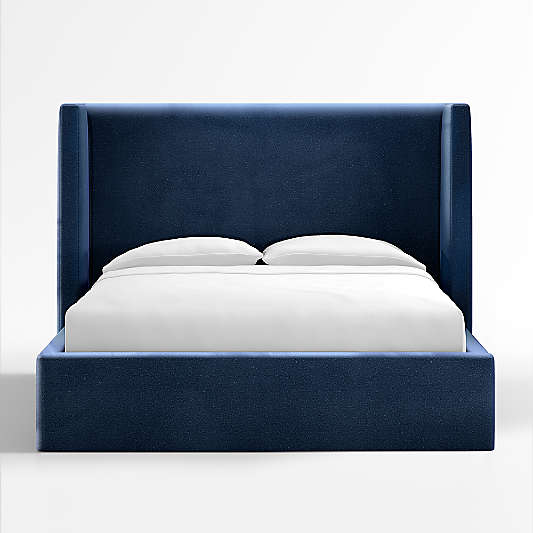 Arden Navy Upholstered Queen Bed with 52" Headboard