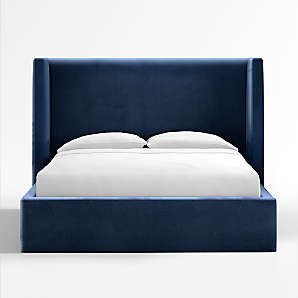 Blue leather bed frame discount