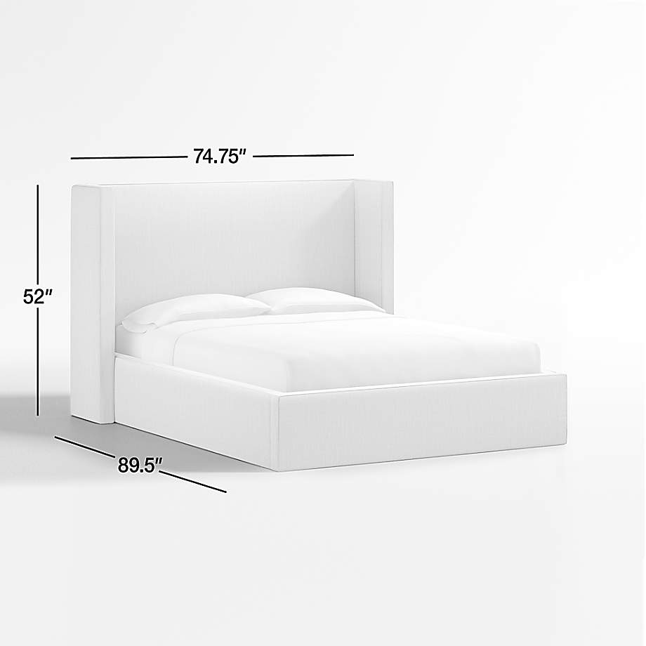 Dimension diagram for Arden Navy Upholstered Queen Bed with 52" Headboard