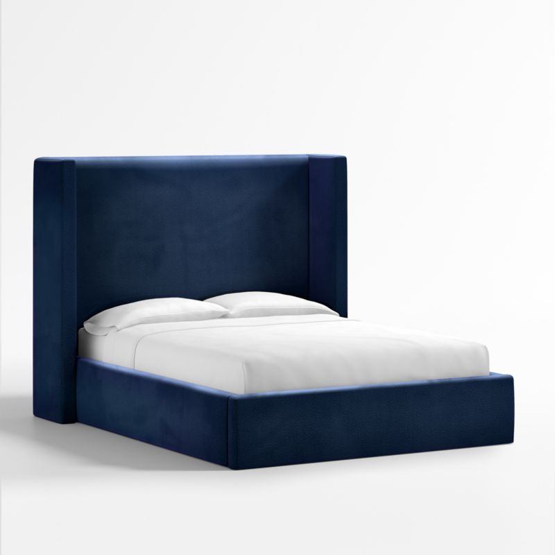 Arden Navy Upholstered Queen Bed with 60" Headboard