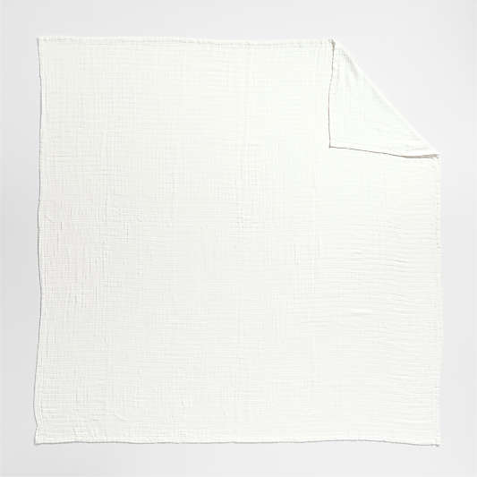 Organic Cotton Gauze Crisp White Full/Queen Bed Blanket