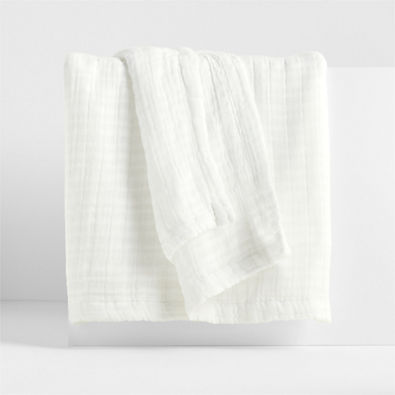 View 108"x90" Organic Cotton Gauze Throw Crisp White details