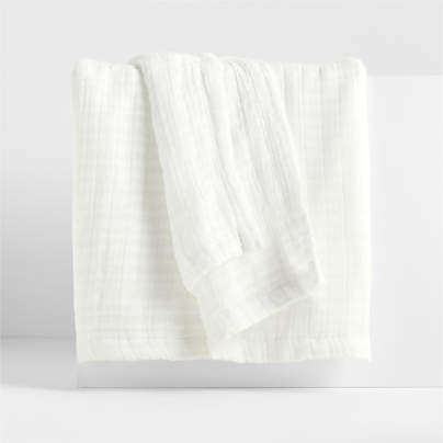 Organic Cotton Gauze Crisp White Full/Queen Bed Blanket