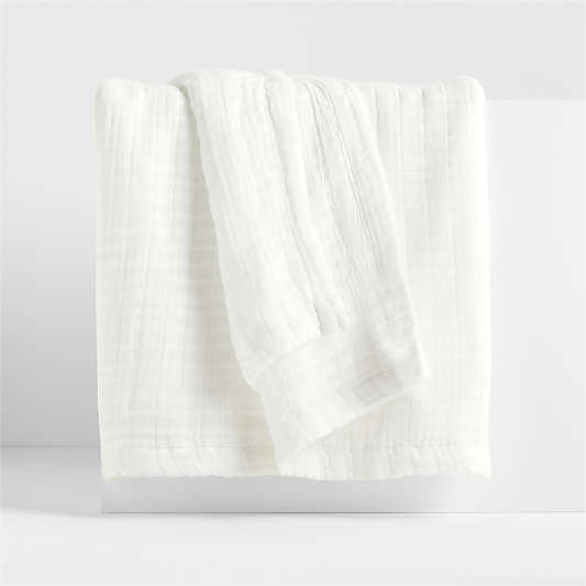 Organic Cotton Gauze Crisp White Full/Queen Bed Blanket